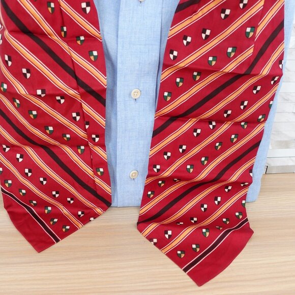 Ascot Cravat Neck Tie Mens Red Striped Classic Formal Oxford Tuxedo Party Suit - Picture 2 of 9